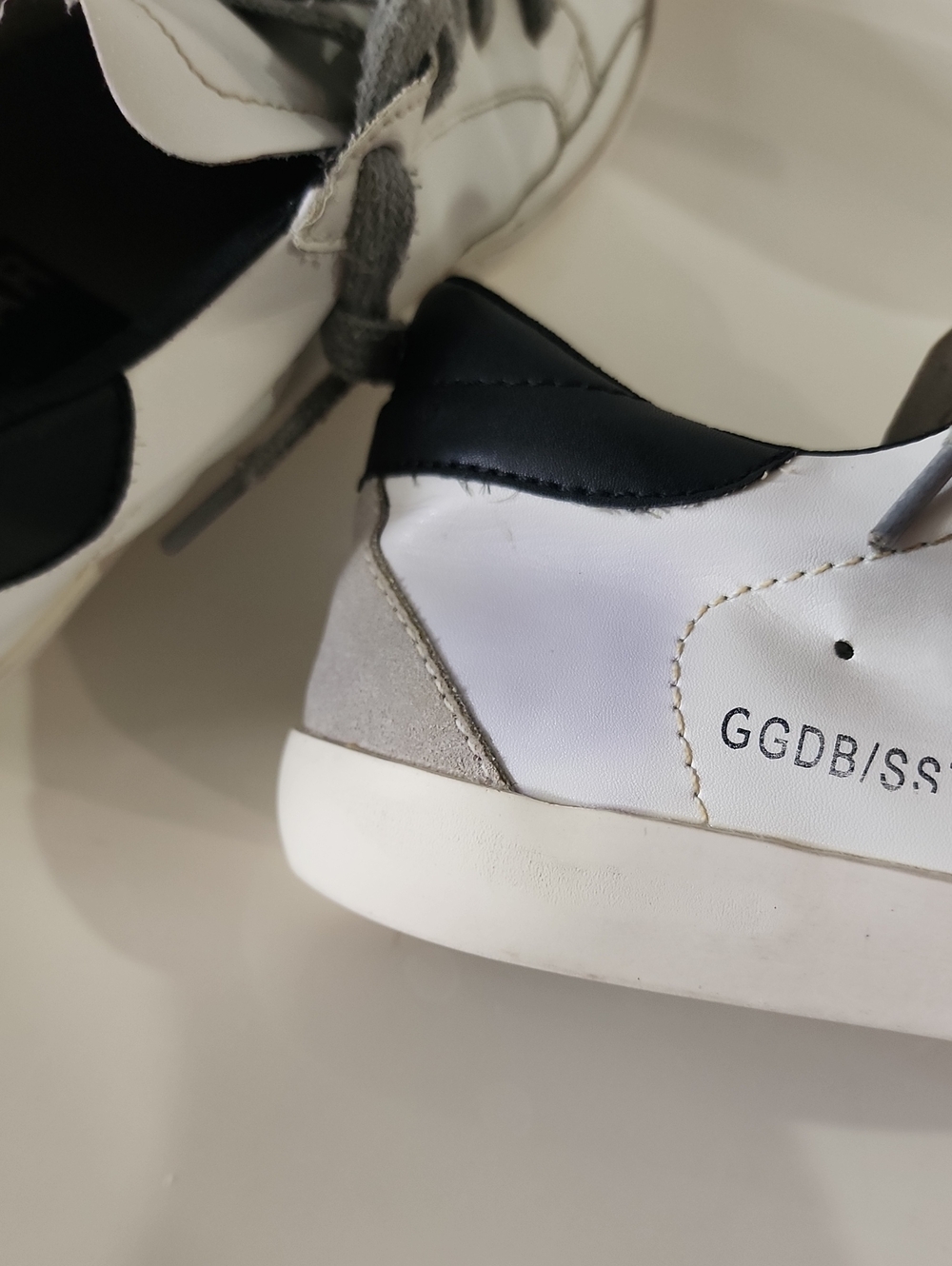 Golden Goose White Leather Sneakers with Gray Star Accent - Picture 7 of 15